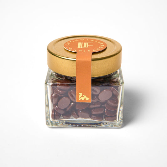 Pot de grains de café enrobées de chocolat