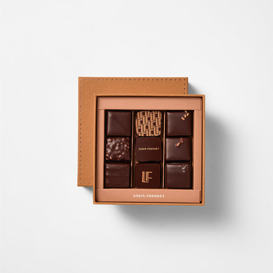 Box of 9 dark chocolates
